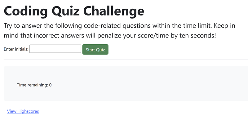 Coding Quiz